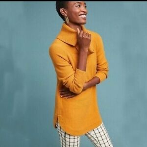 Moth by Anthropologie Brenta Cowl Neck Sweater in Goldenrod Size XS